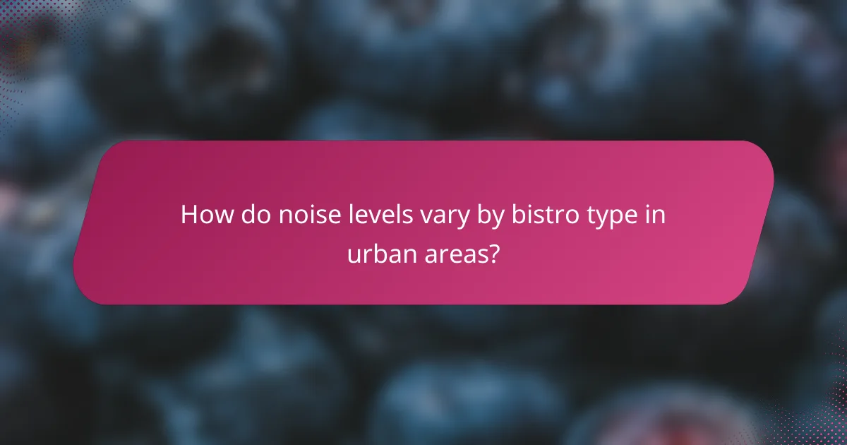 How do noise levels vary by bistro type in urban areas?